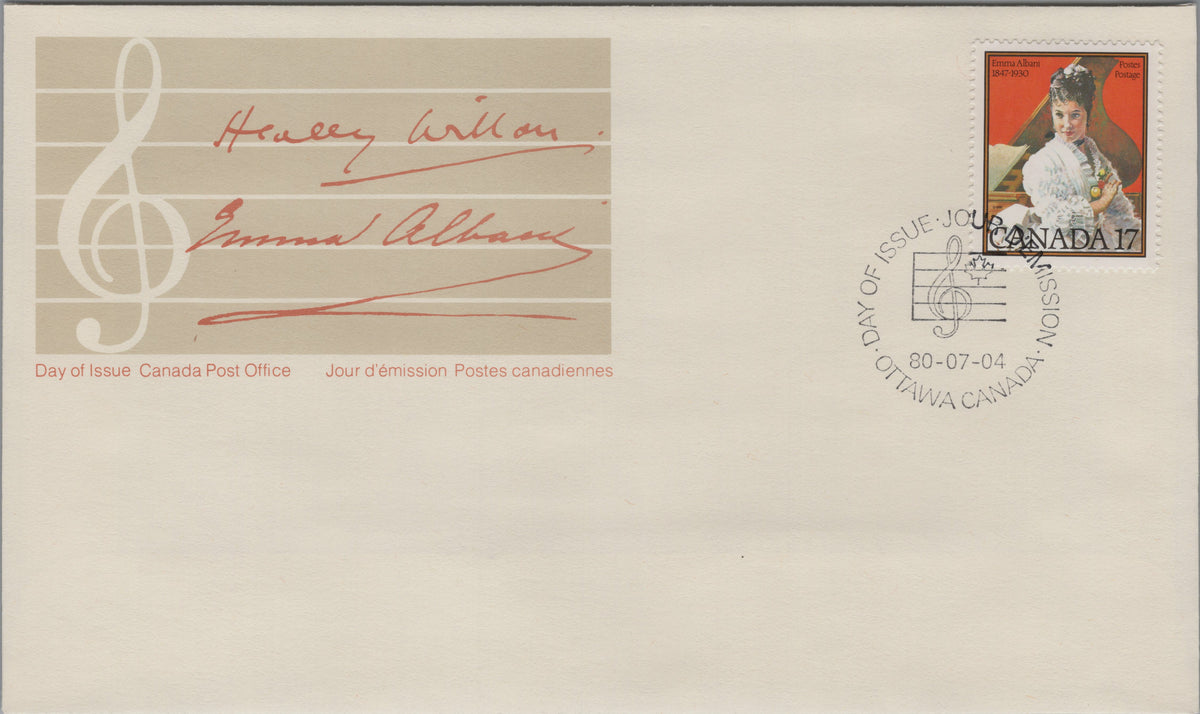 Canada 1980 Emma Albani First Day Cover, Scott 860, front