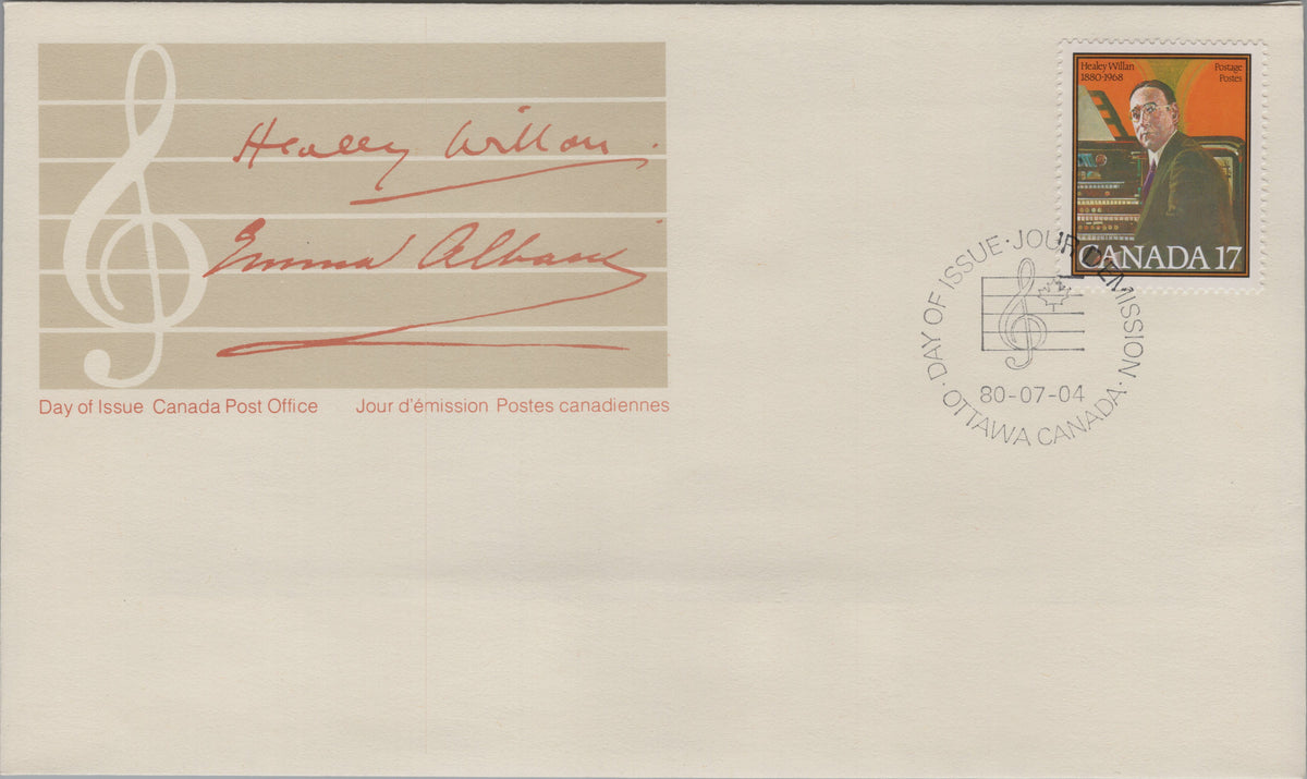 Canada 1980 Healey Willan First Day Cover, Scott 861, front