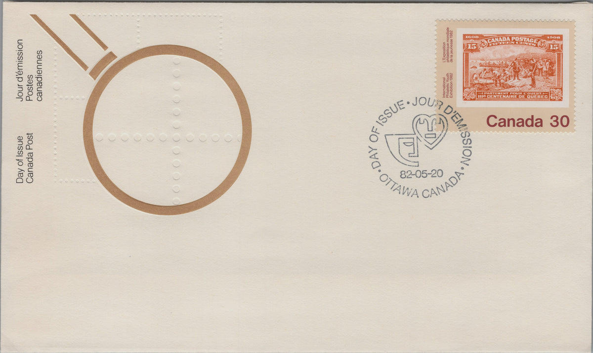 Canada 1982 Youth Expo Champlain's Departure First Day Cover, Scott 910, front