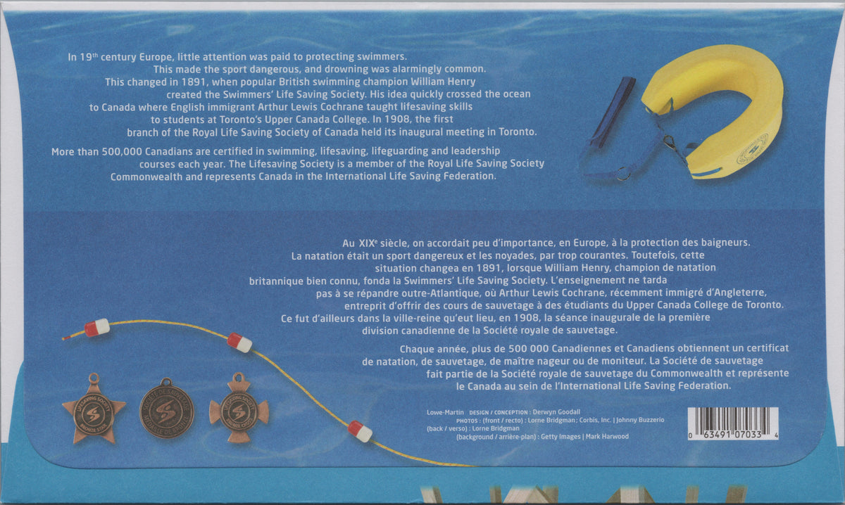 Reverse of Canada 2008 Lifesaving Society Centenary First Day Cover