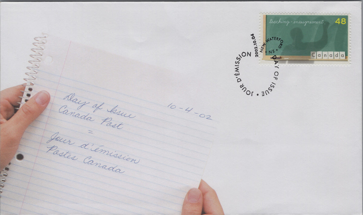 Canada 2002 World Teachers' Day First Day Cover, Scott 1961, front